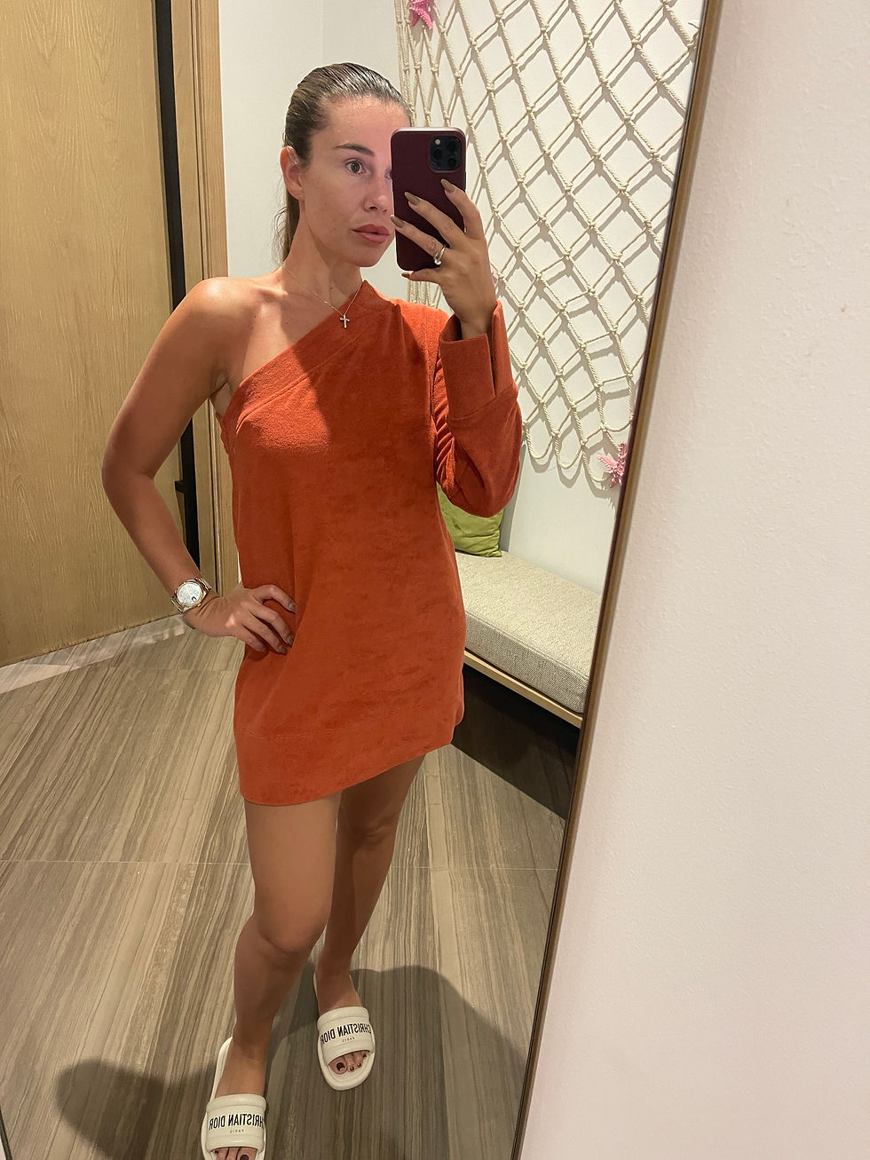 Thumbnail: Ibiza Dress - Burnt Orange Towelling 