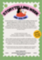 Poster promoting Storytelling Week at Whittington Park in Islington, inviting the community to submit stories to be displayed around the park from 2nd to 9th February.