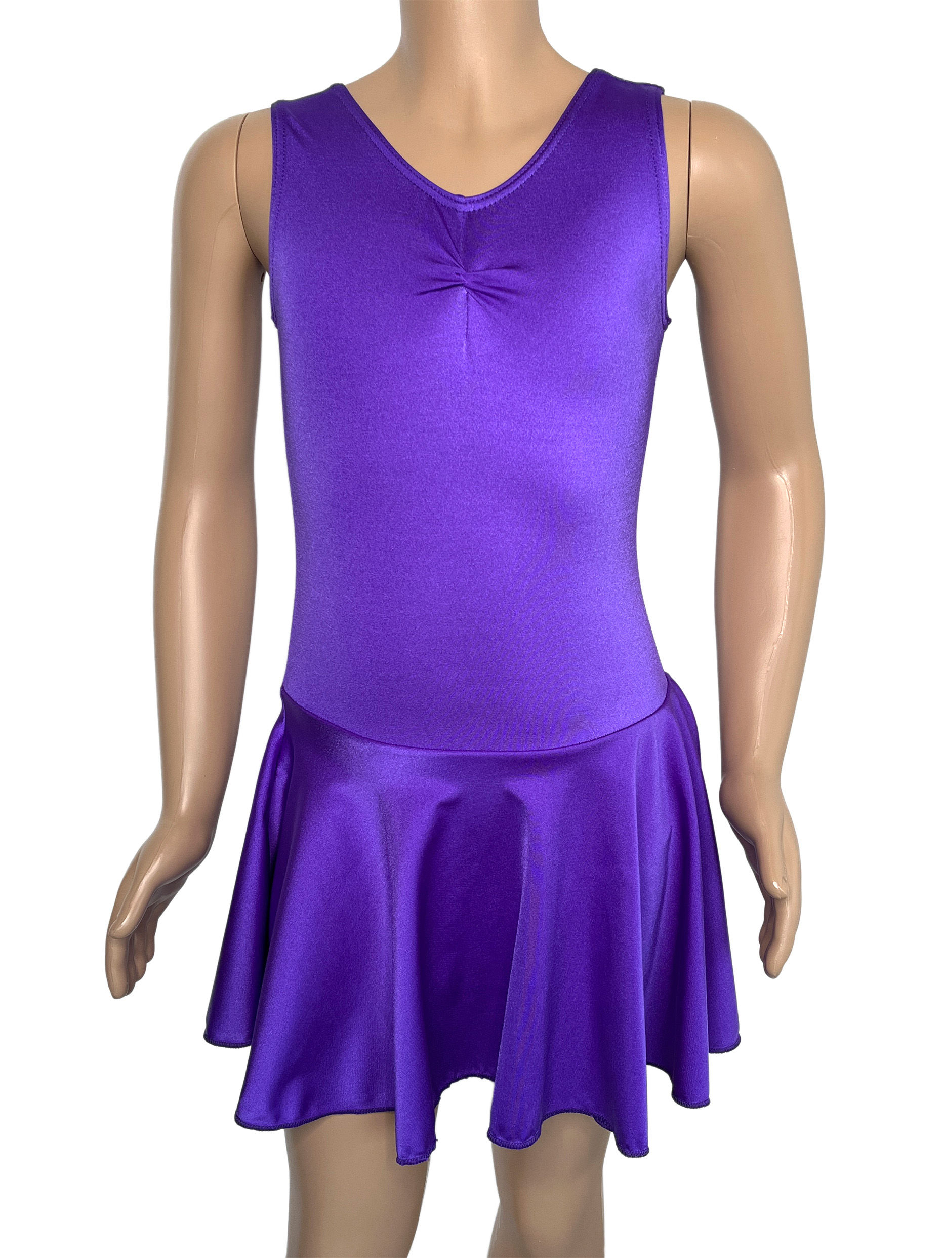 Gandolfi sleeveless shiny lycra dance dress in delphinium