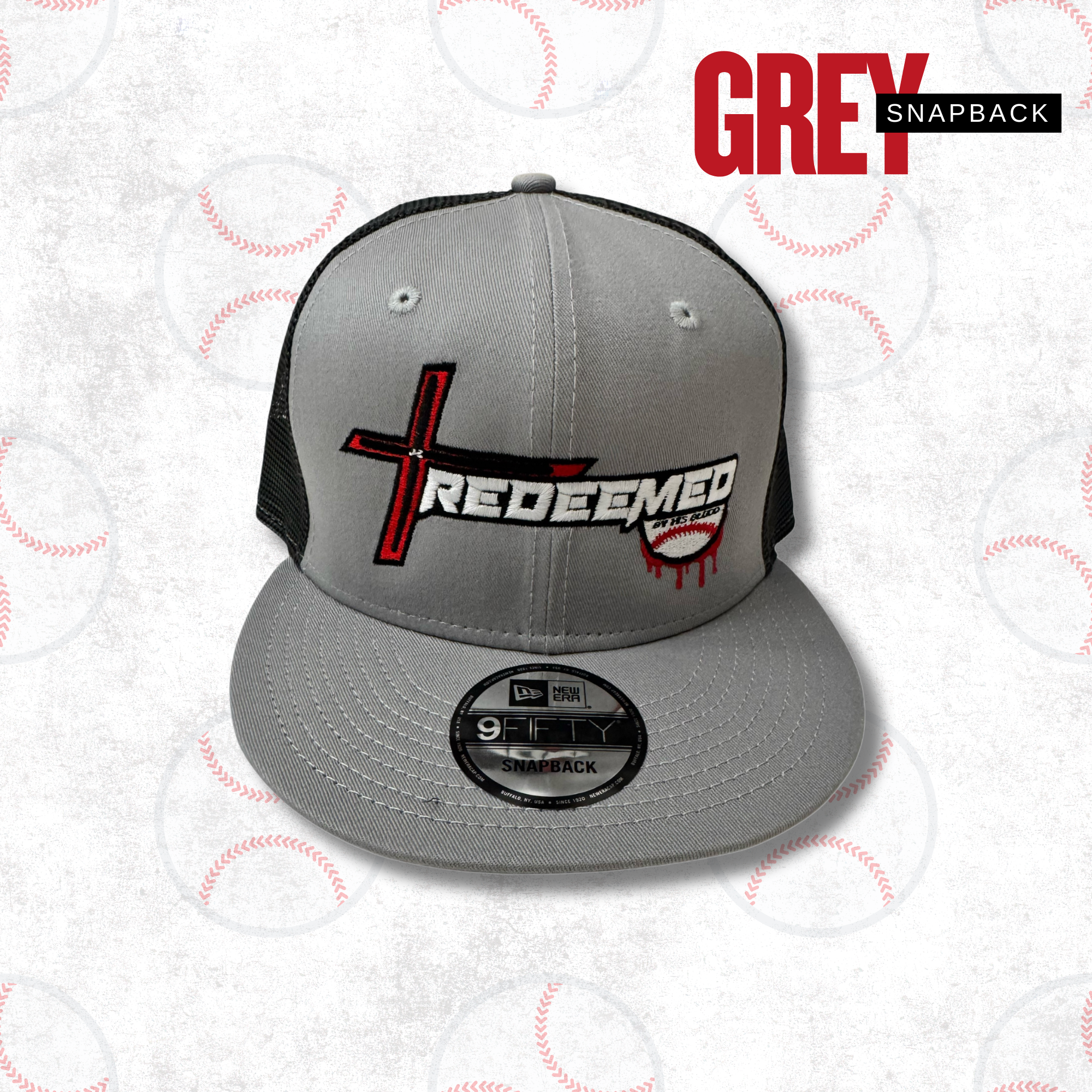 Grey Flat-Brim Snapback Hat