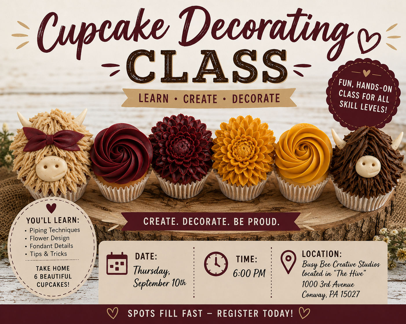Cupcake Decorating Class - 9/10/26