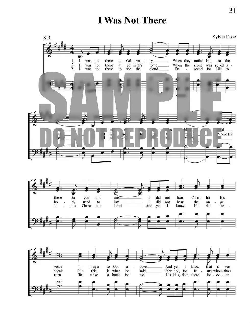 Thumbnail: "I Was Not There" – sheet music (pdf)
