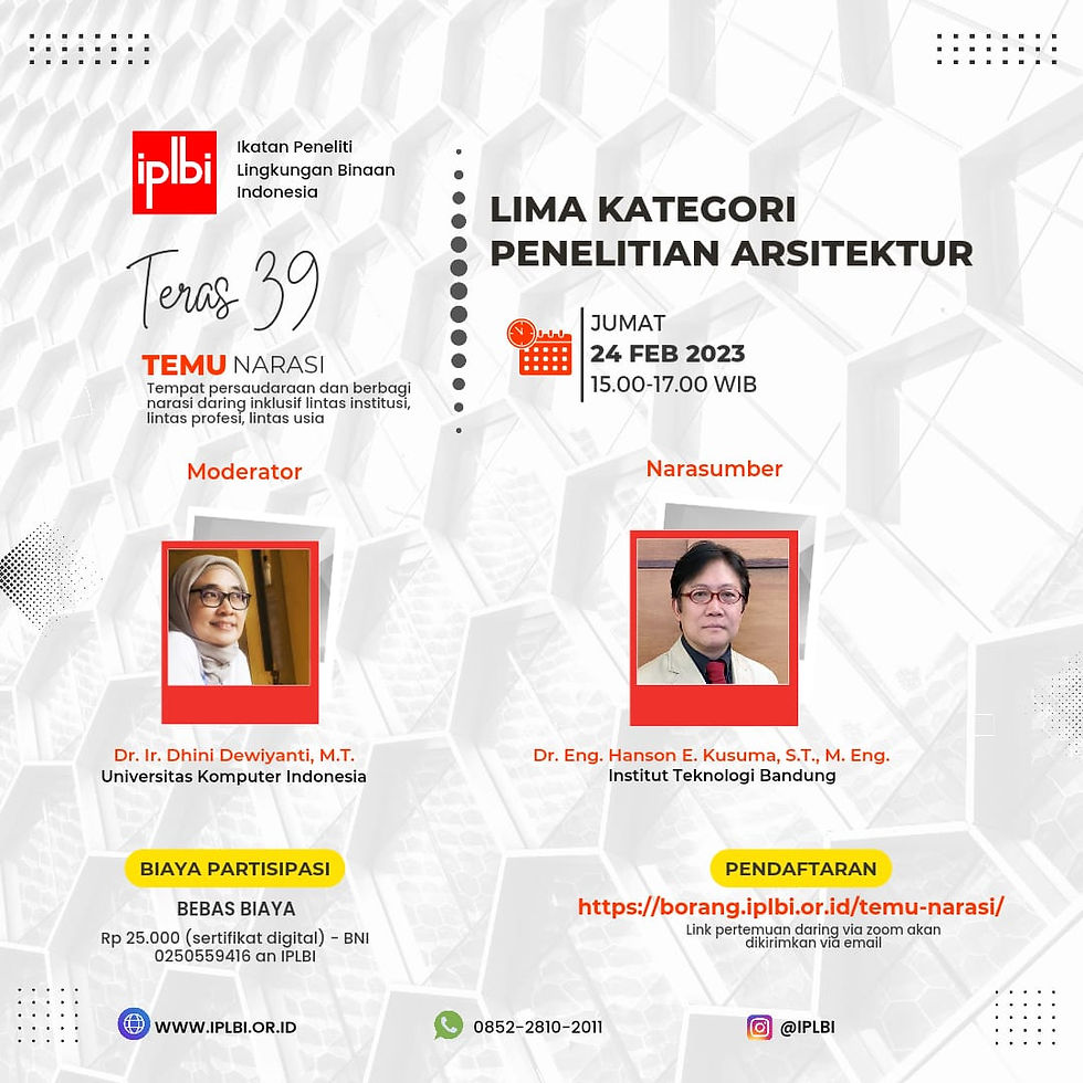 TEMU NARASI 39: LIMA KATEGORI PENELITIAN ARSITEKTUR
