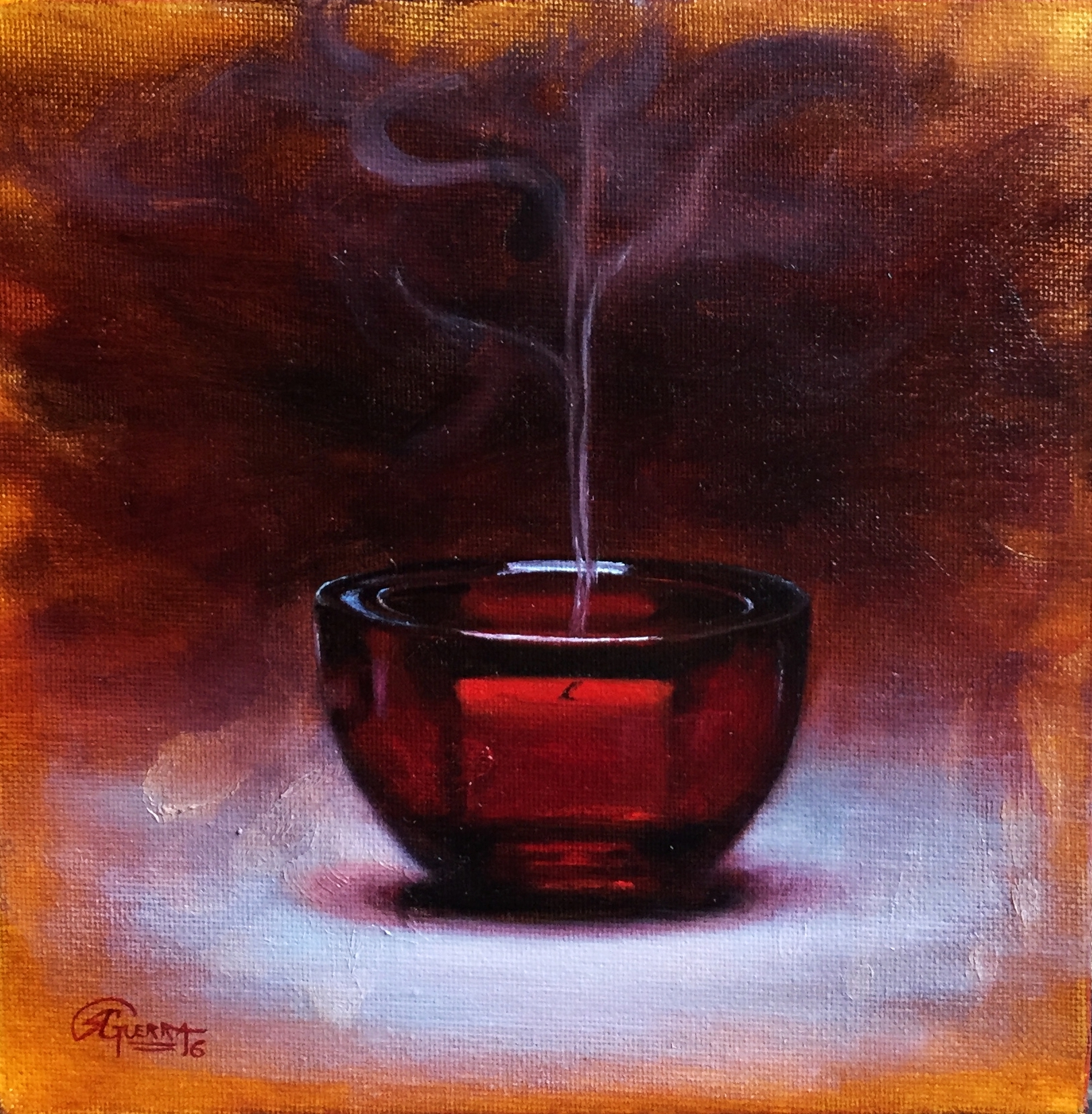 Red Glass Candle Holder