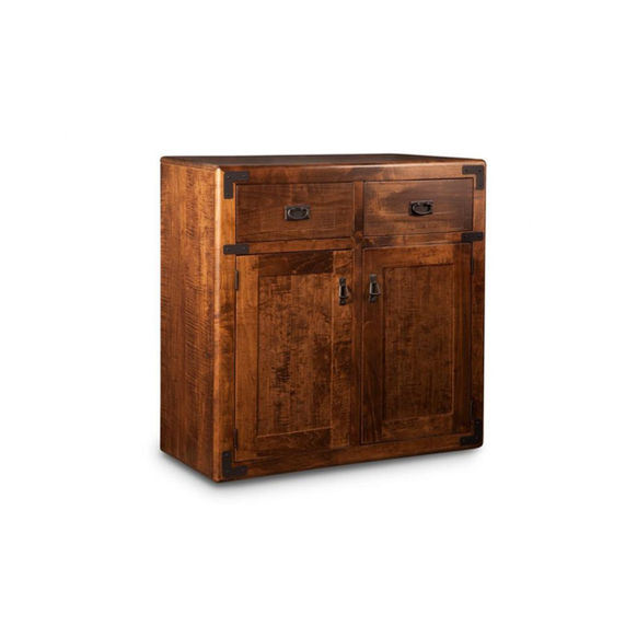 Handstone rustic Saratoga Sideboard in solid wormy maple with brown stain
