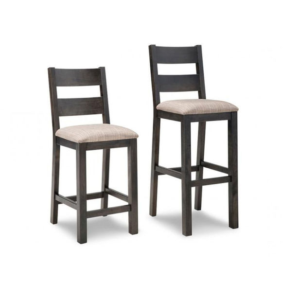 Rafters solid wood stool with fabric seat in counter and bar height by Handstone