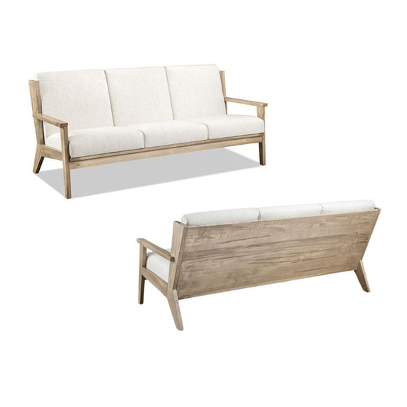 Jasper Sofa by Handstone in grey stain on solid wormy maple