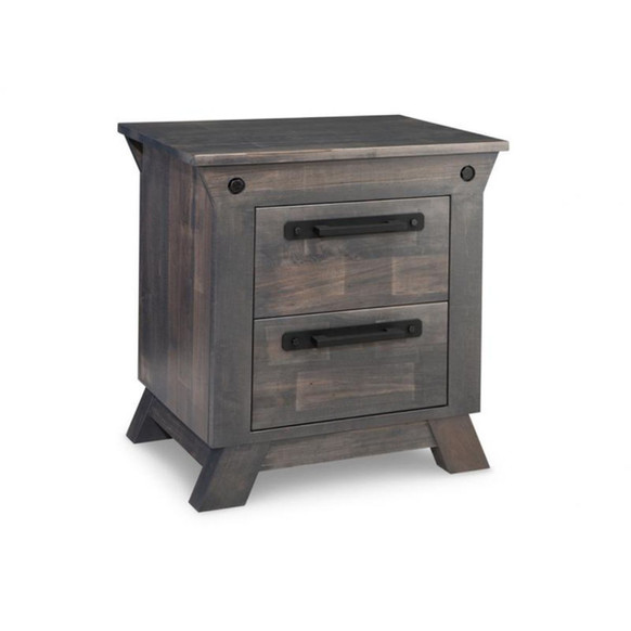 Handstone furniture Algoma 2-Drawer Nightstand in rustic grey stain