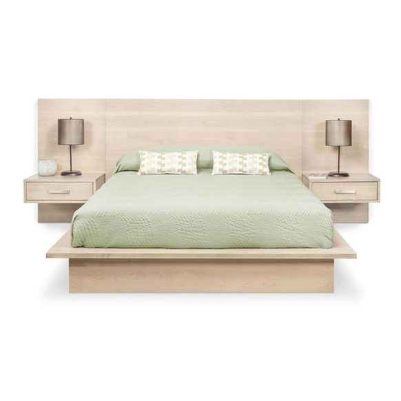 Handstone AlaCarte Metro Platform Bed with Nightstands in light stain on maple