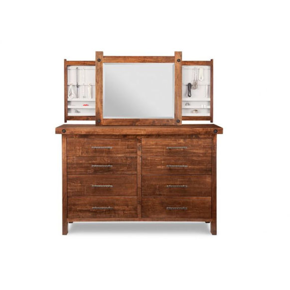 Rustic Rafters Dresser by Handstone with industrial metal bolts in solid wormy maple