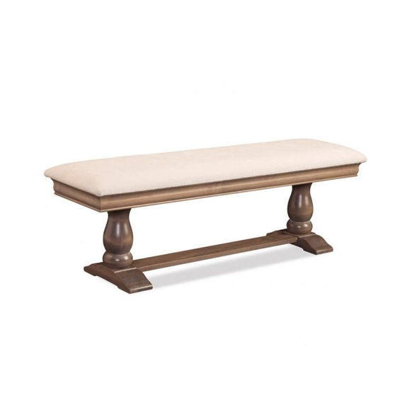 Colonial Monticello Dining Bench in solid maple with upholstered seat by Handstone