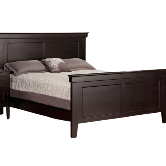 Modern Stockholm Panel Bed with Low Footboard by Handstone in dark brown stain
