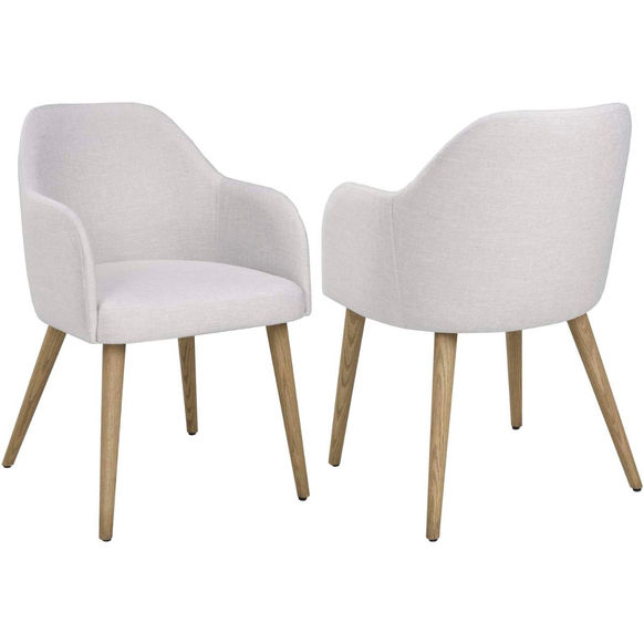 Eskola Arm Chairs by Cardinal Woodcraft in light fabric on modern wood legs