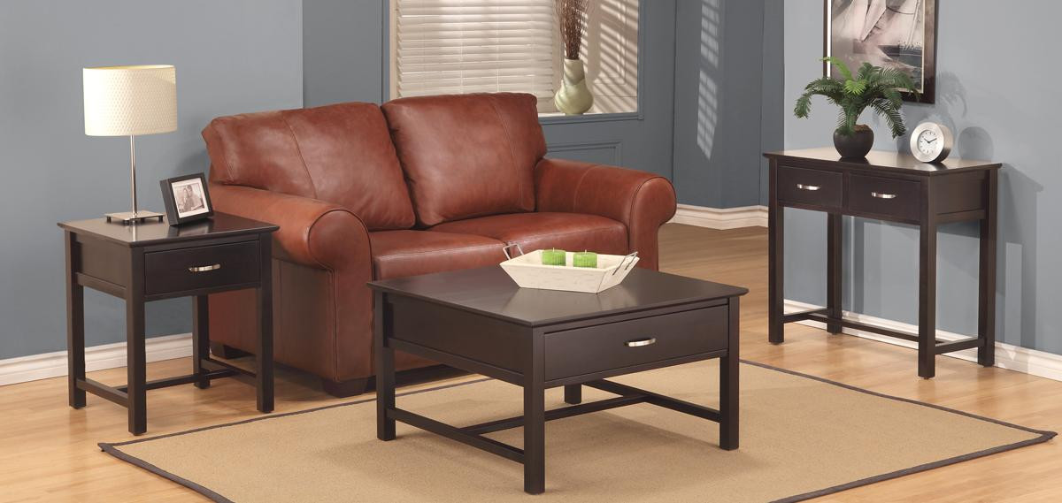Modern Brooklyn Occasional Table Set in solid maple with espresso stain by Handstone