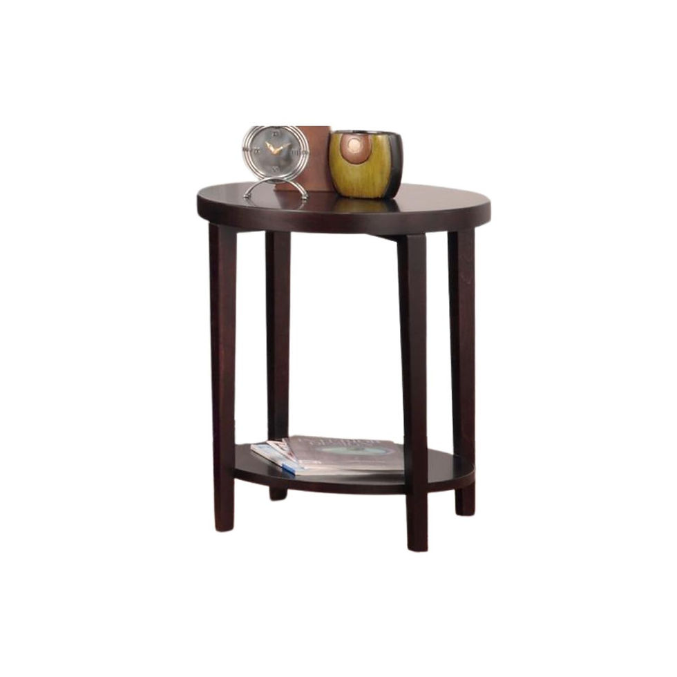 Stockholm Round End Table with Shelf
