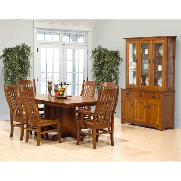Morris Plains Dining Set in room with table, buffet and hutch and Dickson Dining Chairs
