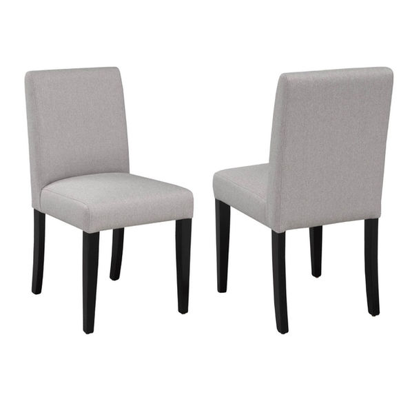 Pori Dining Chairs in light grey fabric on black solid wood legs