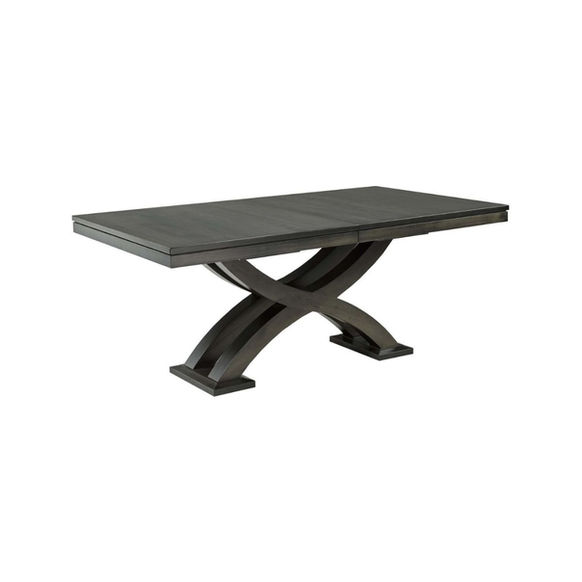 Cardinal Woodcraft Empire Dining Table in dark grey stain on maple
