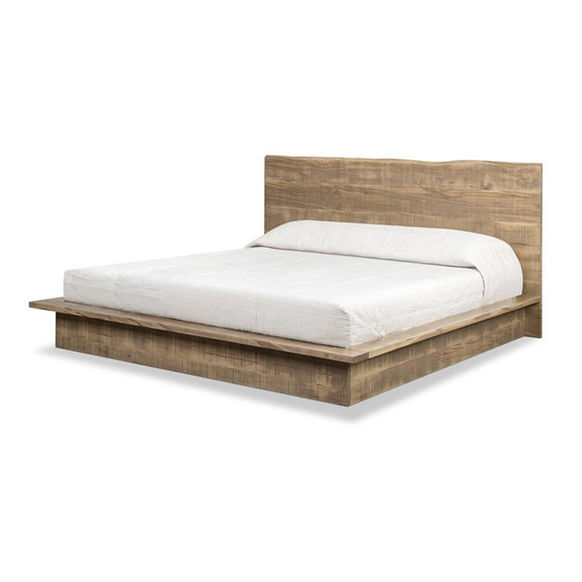 Handstone Kingsmill Platform Bed in rustic stain on solid wormy maple