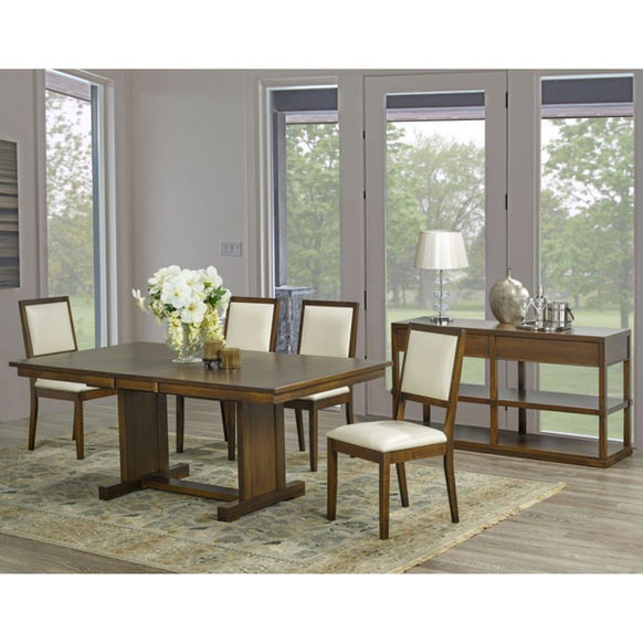 Congress Dining Set by Cardinal Woodcraft in room with table, server and Van Gogh Dining Chairs