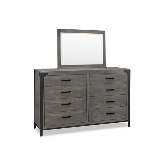 Industrial Portland Bedroom Set by Handstone in grey stain on rustic wormy maple