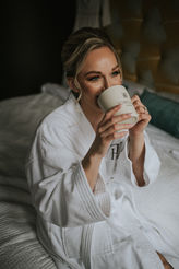 BRIDE SIPPING TEA AT TOWNLEY HOUSE
