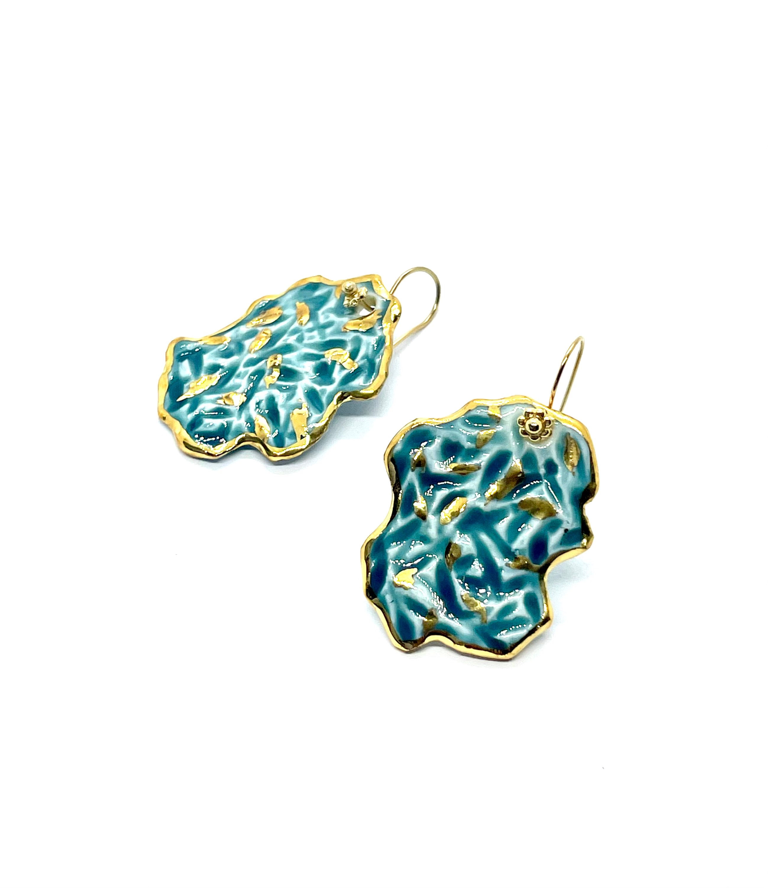 Dark blue organic shaped earrings