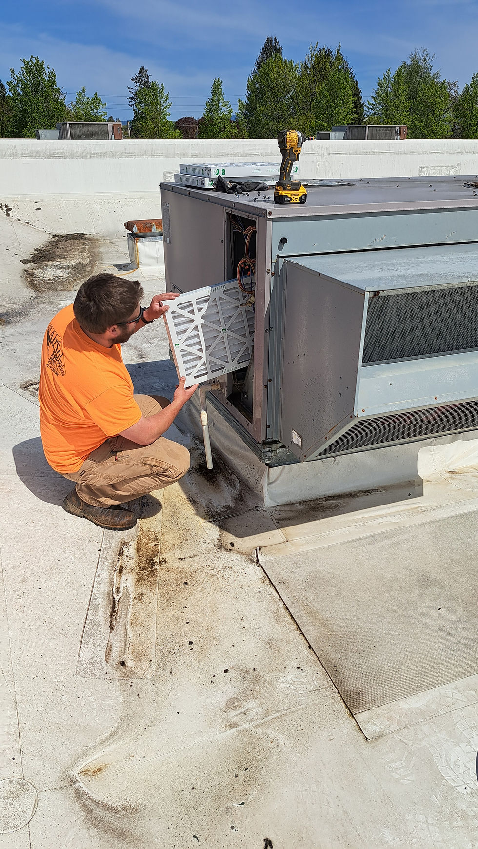 Air filter replacement for HVAC system.