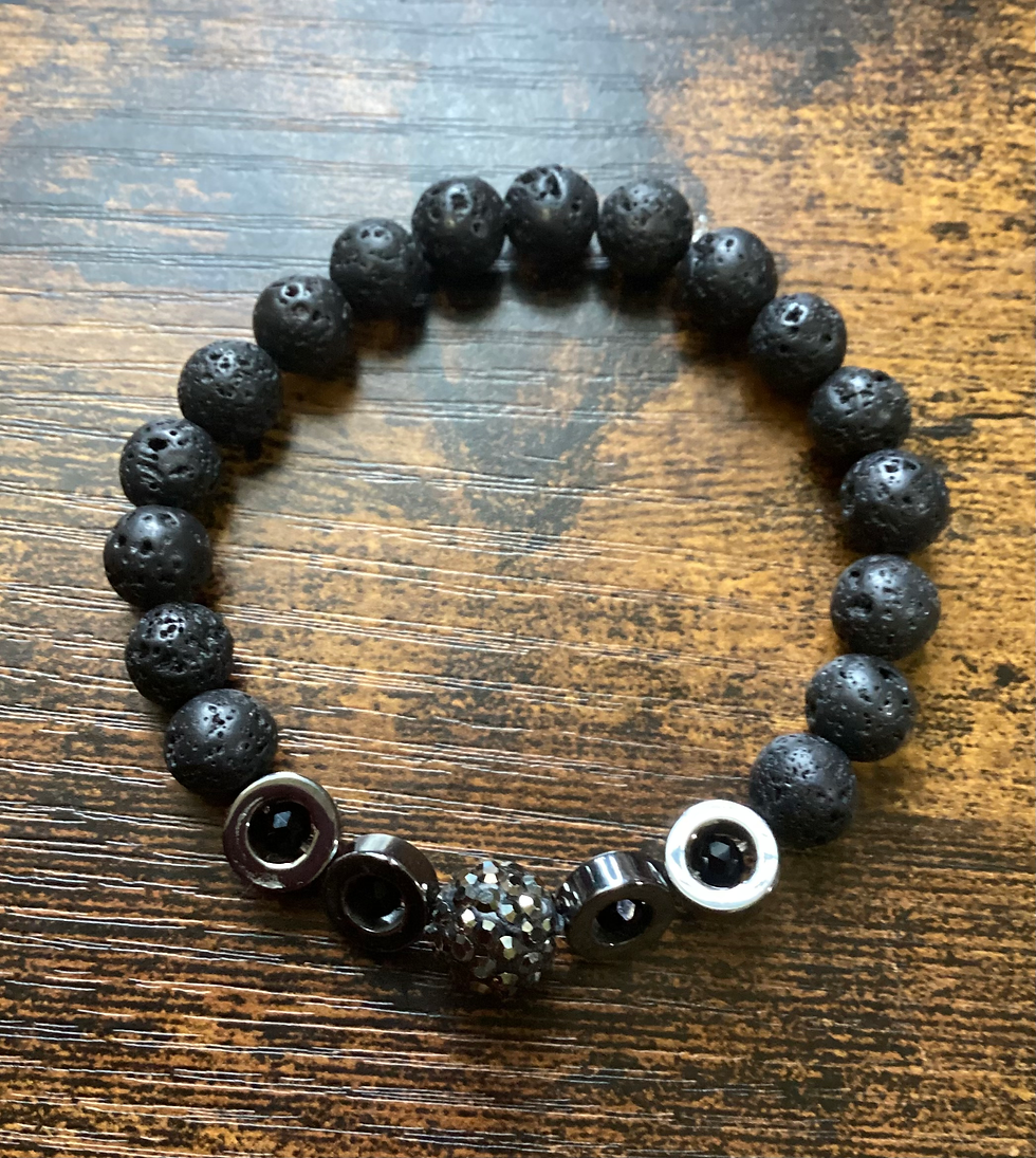 Thumbnail: Festive Spirit,  Multiple Colours Bead & Perl Charm Bracelet with Volcanic Beads