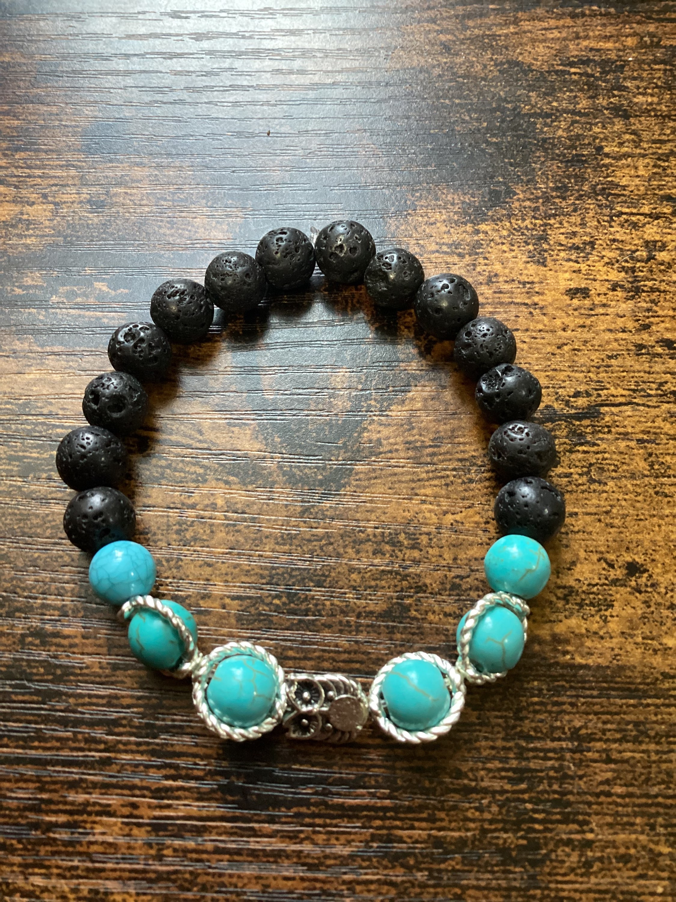 Bohemian Style Adjustable 7 Chakra Natural Lava Stone Bracelet 