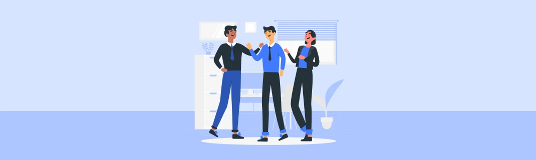 Una practica en etapa de onboarding es ofrecer orientación sobre el trabajo y la empresa (ilustracion personas conversando)