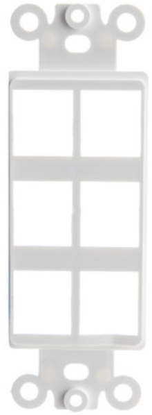 Thumbnail: Decora Wall Plate Insert, 1,2,3,4,6 Hole Keystone Jack, Single Gang, White