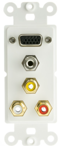Thumbnail: White Decora Wall Plate Insert VGA, 3 RCA Couplers