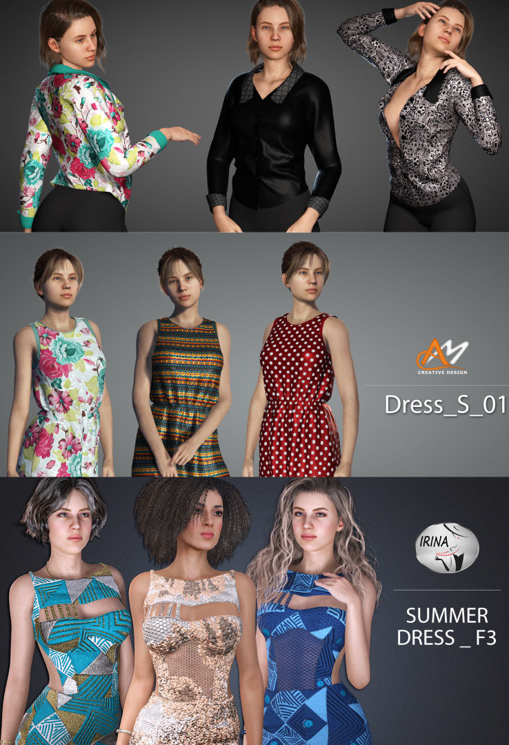 Blouse & Dress 3 pack - CC and iClone