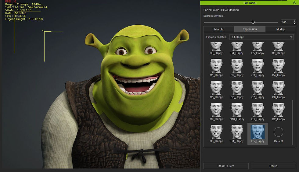 Thumbnail: Shrek CC3+ Character (CC4.52) Full Facial Expression