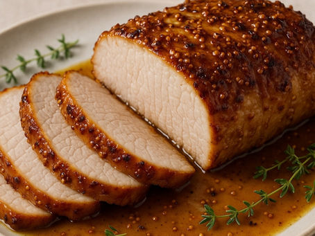 Lombo de porco com mel e mostarda