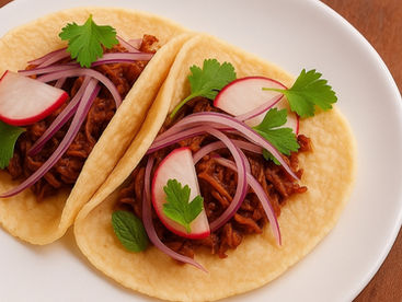 Taco de costela desfiada