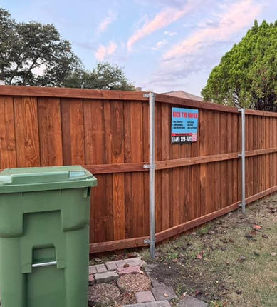New 6-foot board-on-board wood fence in Forney, Texas