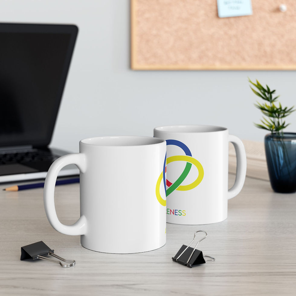 Thumbnail: Autism Awareness Ring of Hearts Ceramic Coffee Mug - 11oz & 15oz