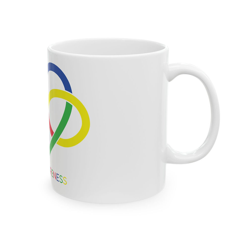 Thumbnail: Autism Awareness Ring of Hearts Ceramic Coffee Mug - 11oz & 15oz