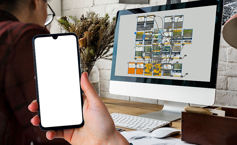 person working on mockup prototype flow
