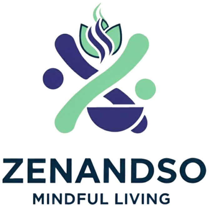 Zen and So logo met Mindful Living tekst; zen en zo