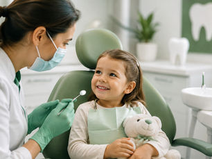 Toddler having a gentle first dental check-up