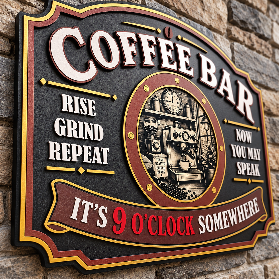 Thumbnail: Coffee Bar Sign – Dimensional Wall Decor with Engraved Espresso Artwork