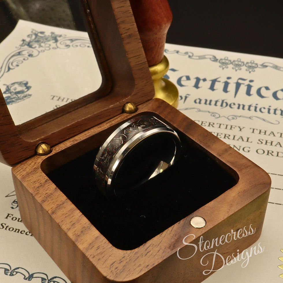 Thumbnail: Tungsten Men's Ring with Meteorite