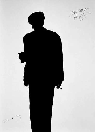 JEAN-EDERN HALLIER'S SHADOW - 1992 Acrylic on canvas 78 ¾ X 59 1/8 in. Signed by Klaus Guingand and Jean-Edern Hallier