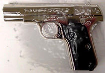 Colt 38 in ice - 1992. Real Colt 38 in the ice. Ephemeral artwok Klaus Guingand artwork