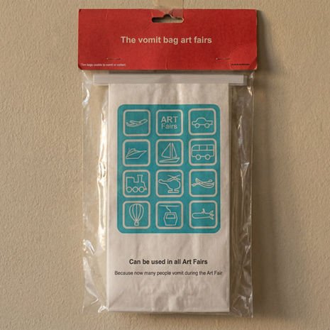 Pack of 10 vomit bag art fairs.
klaus Guingand artwork -2015