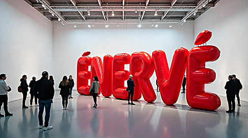 "Énervé "klaus Guingand artwork 2025.Énervé Inflatable structure red. 12 x 4 meters. © klaus Guingand - Le banni