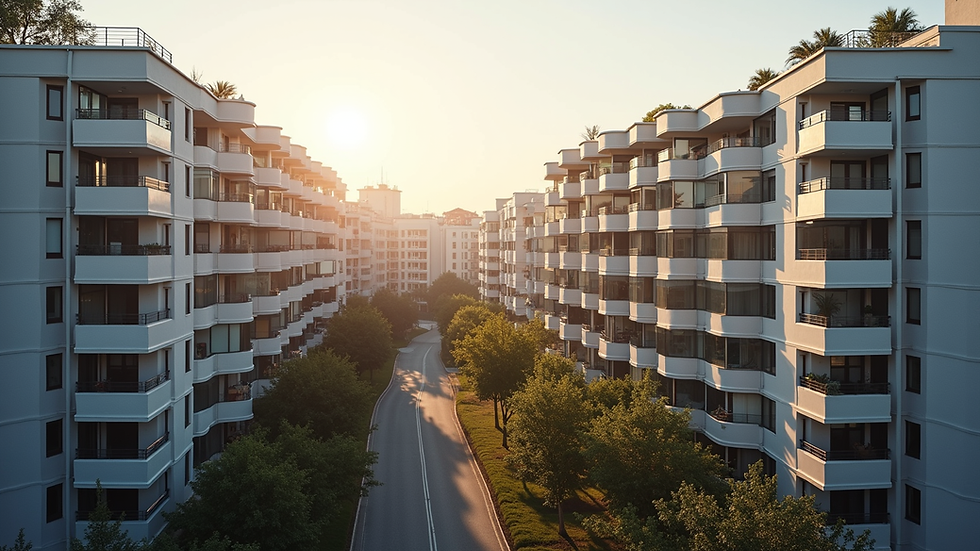 High angle view of modern residential buildings in Bicocca district